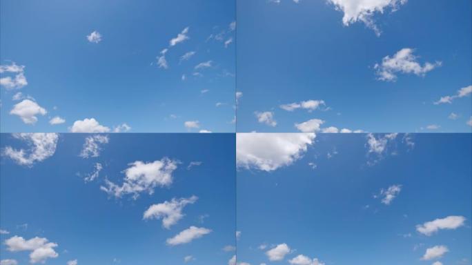 滚动浮云的时间流逝在移动，白云的时间流逝。云在蓝天上奔跑。蓝天背景白云的4k延时