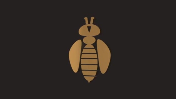 白色背景上的金色3d蜜蜂标志。