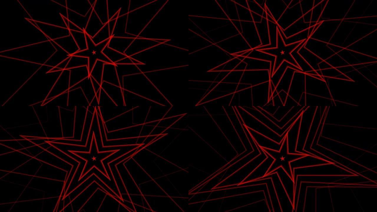 暗背景循环动画中心缠绕红星的运动