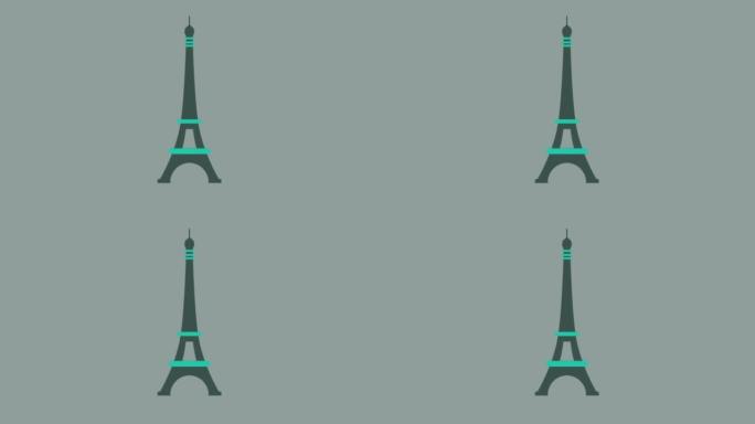 巴黎埃菲尔铁塔动画4k分辨率