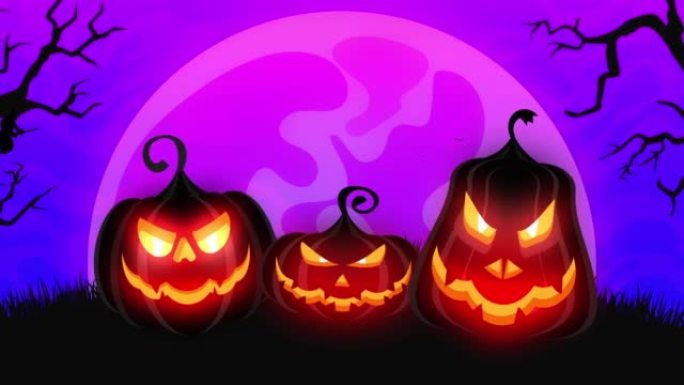 Halloween pumpkins background animation. Scary Gra