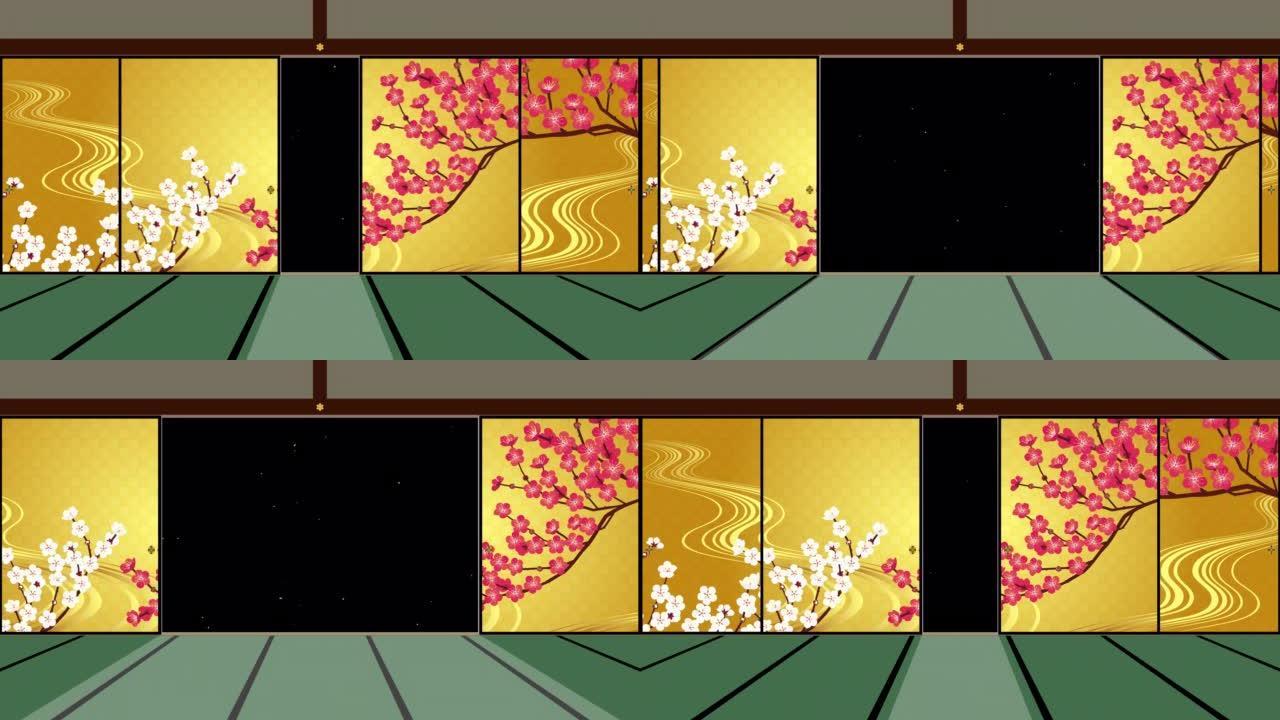 红梅白梅的扶桑开合录像。日本房间