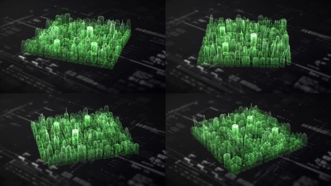 未来全息数字矩阵城市平视显示器
