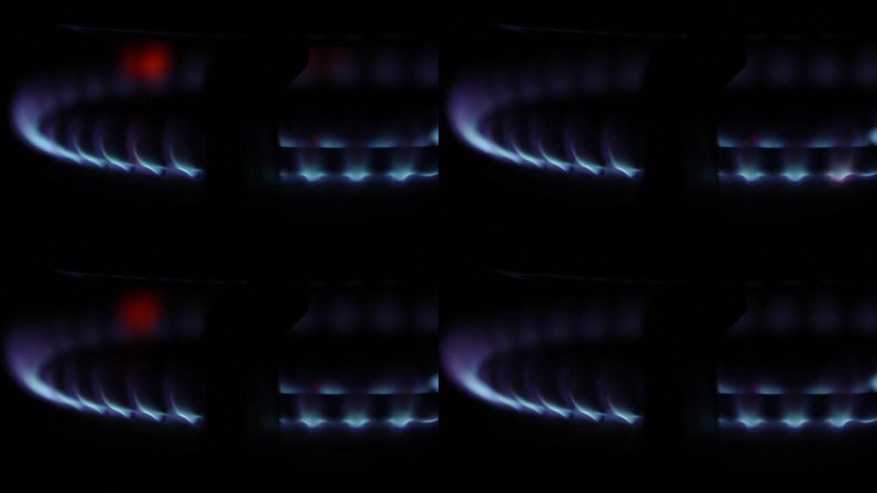 gas flames burning on a stove 30fps 4k video