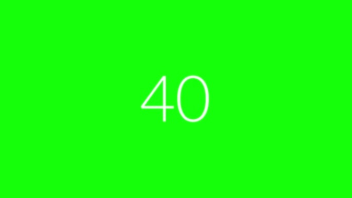 倒计时从0到100在10秒动画。4k分辨率动画。绿色背景上的最小样式白色数字倒计时