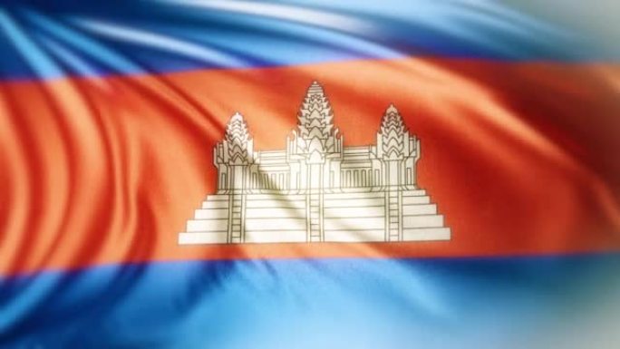 柬埔寨国家旗帜挥舞循环背景股票视频:柬埔寨旗帜股票mp4视频-柬埔寨旗帜挥舞水平股票视频