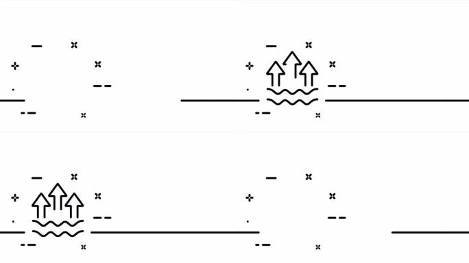 波浪上的箭头。蒸发，饮料，饮料，搜索，池，饮料。节约用水。H2O概念。一个线条画动画。运动设计。动画