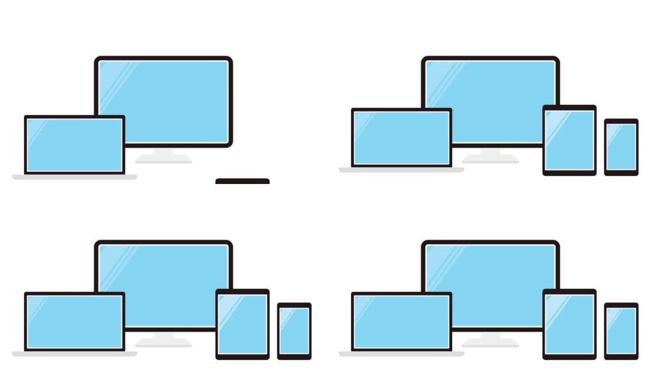 电脑。智能手机。平板设备。动画视频。