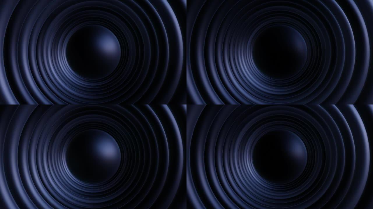 抽象黑色音乐音箱隧道无缝动画背景
