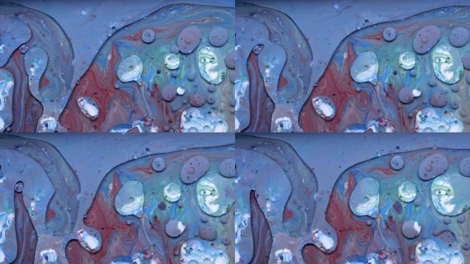 亚克力倒彩色液体大理石抽象表面设计。