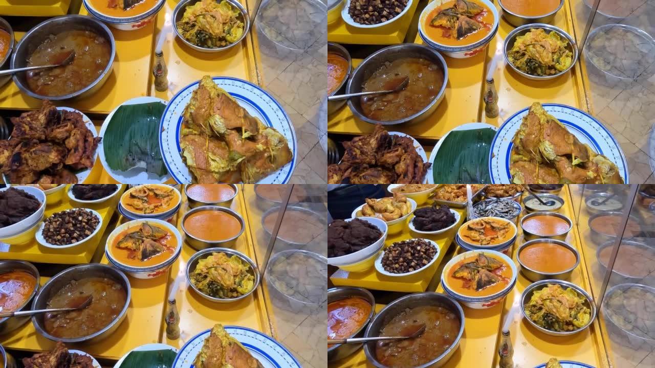 印度尼西亚西爪哇省万隆市巴东餐厅的Padangnese美食。