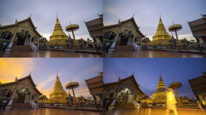 泰国兰汶市的哈丽蓬猜沃拉马哈威汉寺的时间流逝