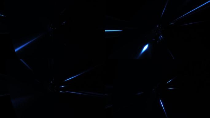 抽象循环催眠蓝光照射线运动和照明光效应在隧道中超高速。未来背景，超数字发光线，激光射线，光速。