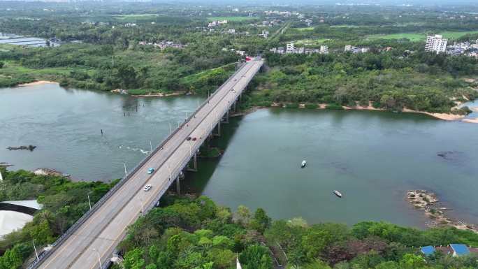 航拍海南琼海市城市全景面貌风光