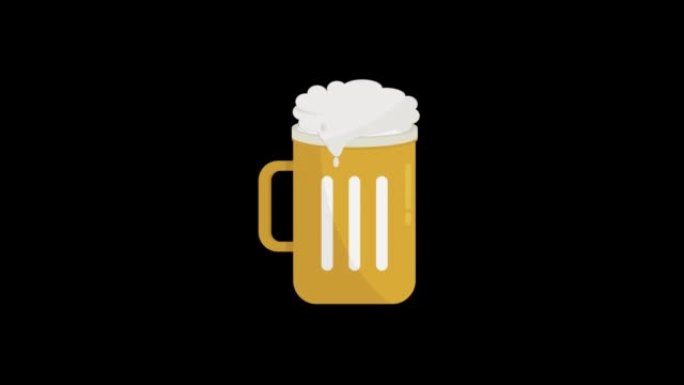 啤酒杯图标运动图形动画与阿尔法通道，透明背景，ProRes 444