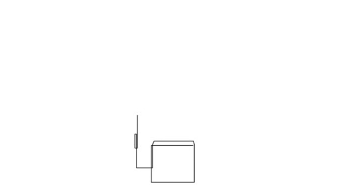 靠近门的纸箱、纸袋的自画动画。连续一张线条图。