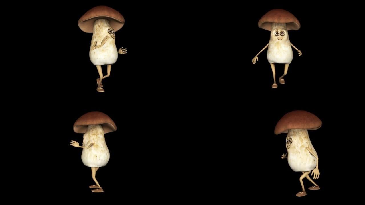 有趣的蘑菇舞蹈循环阿尔法频道