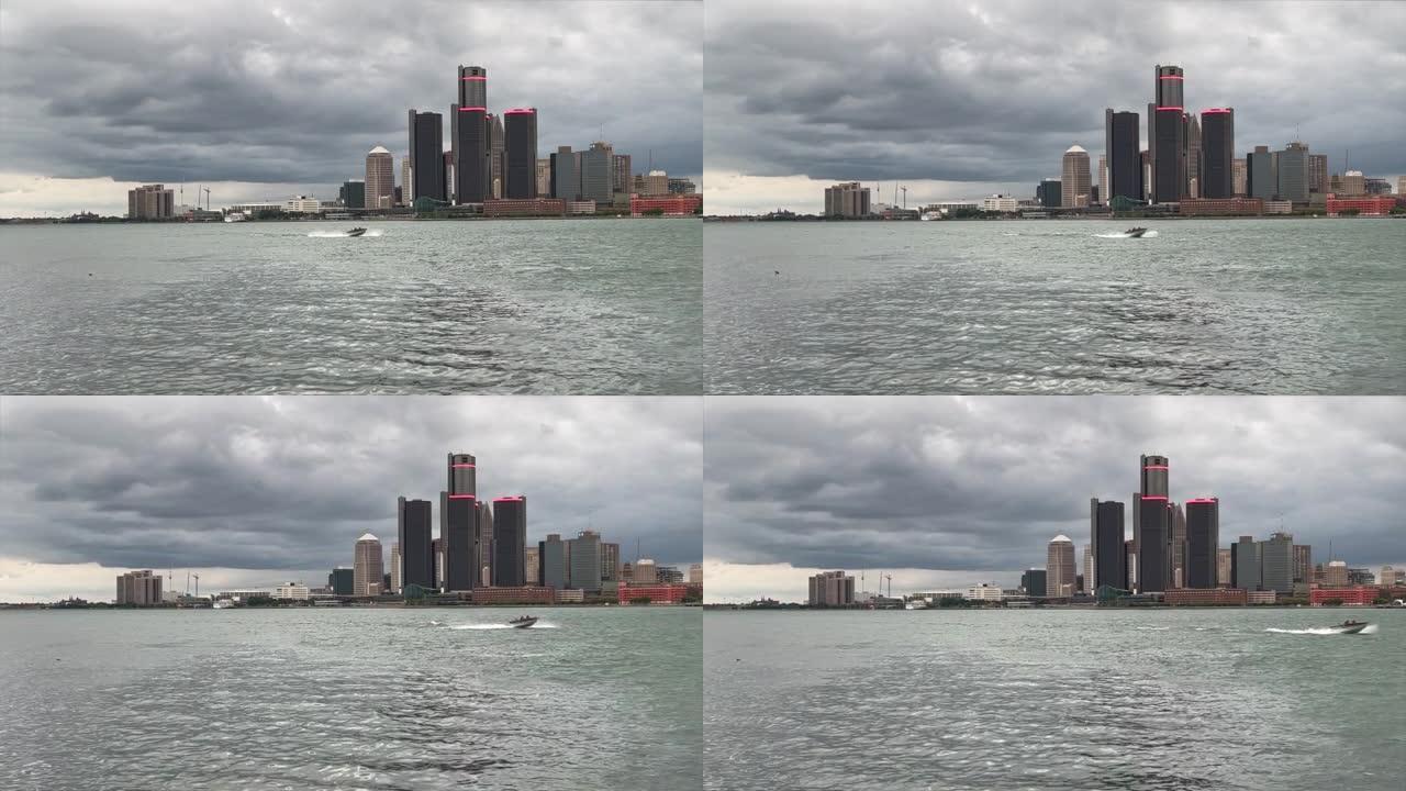 密歇根州底特律-底特律河上的摩托艇