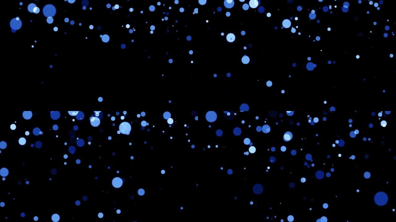 闪闪发光的蓝色圆形颗粒倾泻下来的视频，M大小