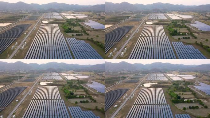 太阳能电池太阳能电池板农场的鸟瞰图