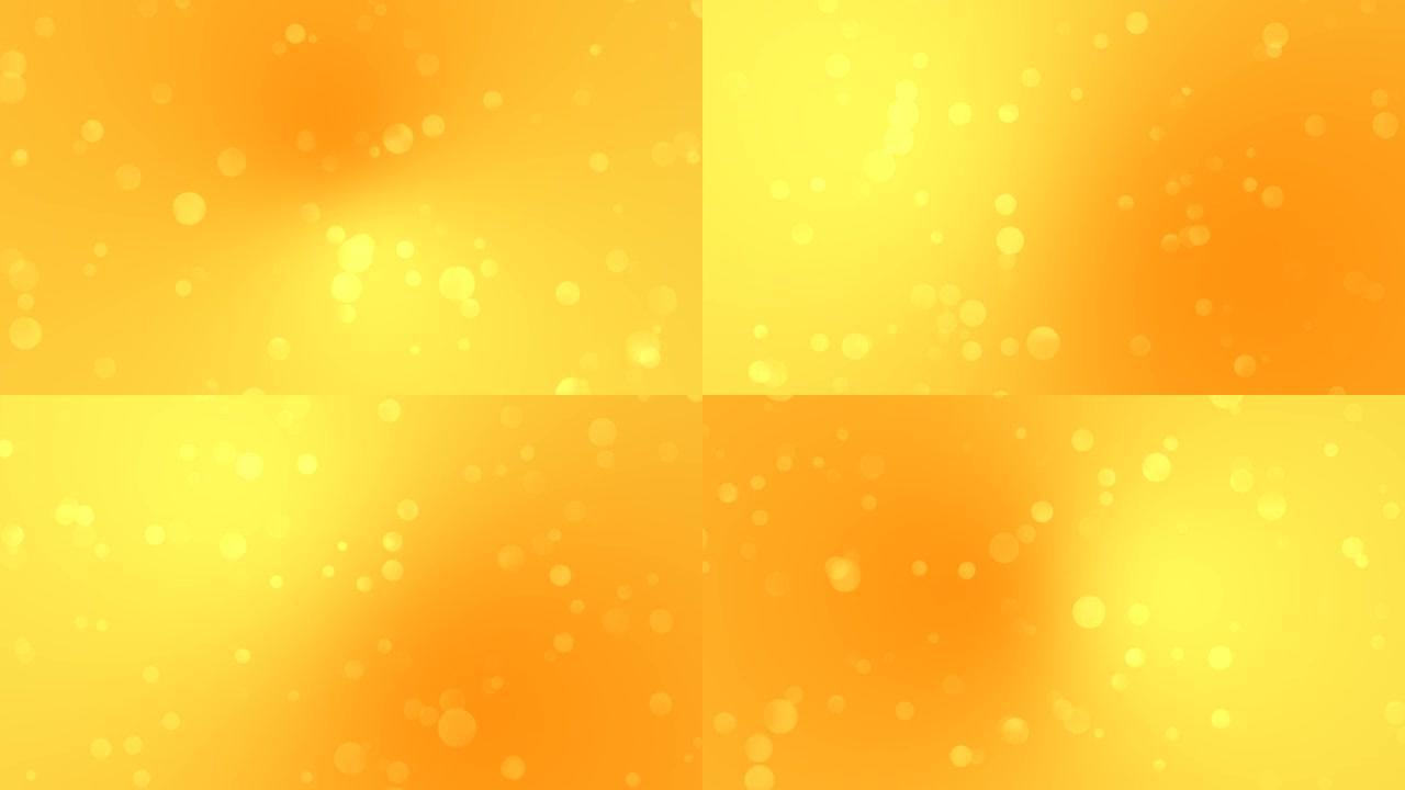 请奶酪和甜柠檬种子bokeh渐变背景循环运动。移动泡泡彩色模糊动画。具有柔和色彩过渡的浮动圆圈。唤起