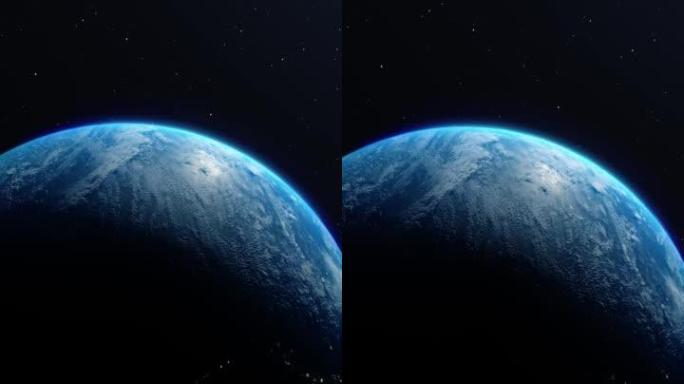 具有逼真地理表面和云的行星地球3D轨道动画-垂直Stok视频-用于垂直屏幕