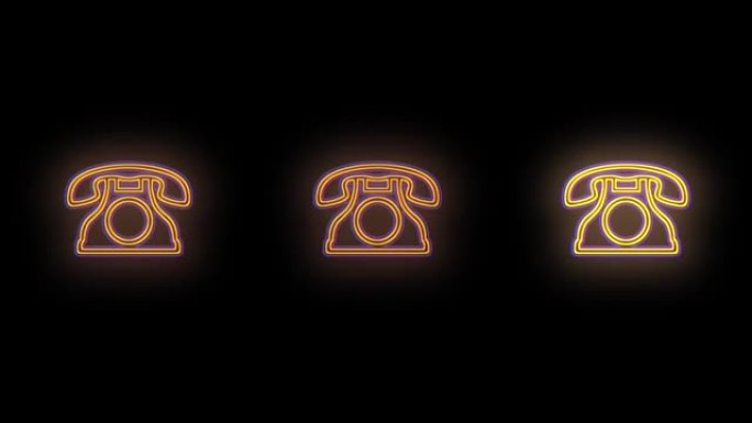 霓虹黄色复古电话图案在夜晚