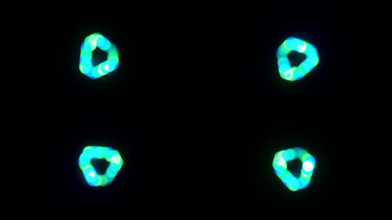 亮蓝绿三角异形飞碟飞船灯led动画效果