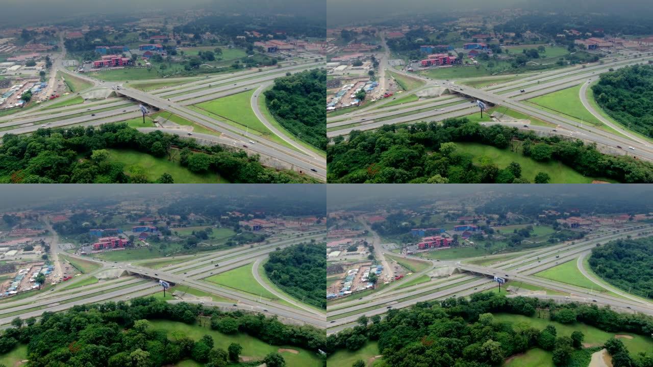 阿布贾现代公路系统的高空空中视差视图