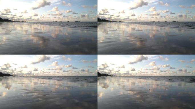 Sea. Sky. Beach.  beach with beautiful reflection 