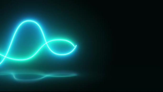 4K Glowing Neon Waves on Black Background. Abstrac