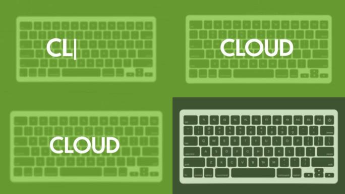 云标题。灰色背景上带有键盘模板的现代平面web模板