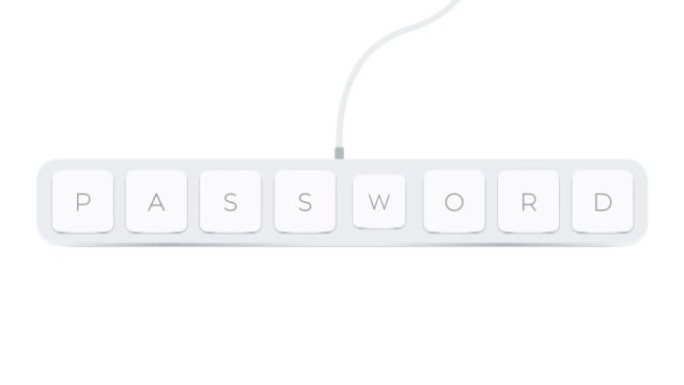 在白色背景上用电脑按钮书写的Passworld单词