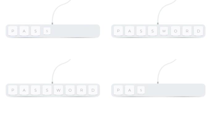 在白色背景上用电脑按钮书写的Passworld单词