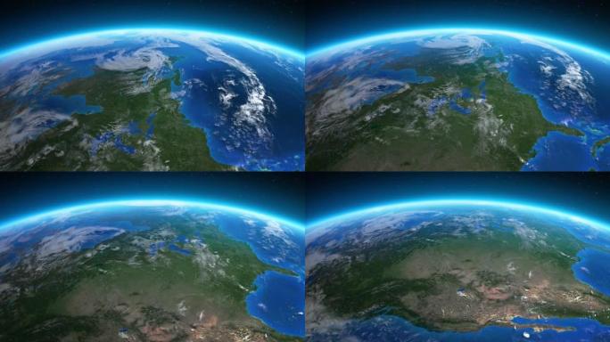 从太空看地球。美国。