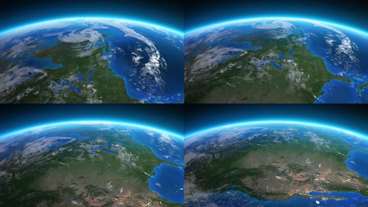 从太空看地球。美国。