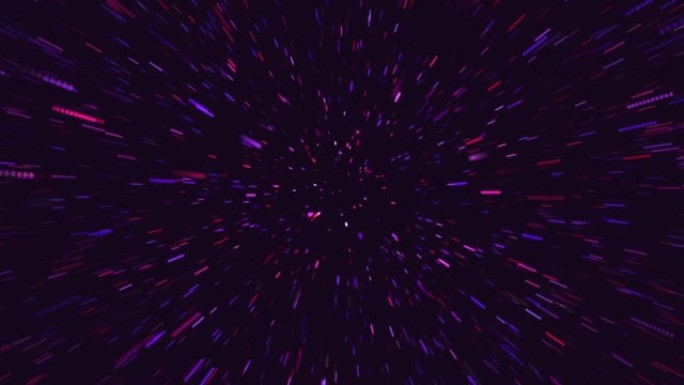 抽象隧道光速。空间中的亮线流，4k动画。