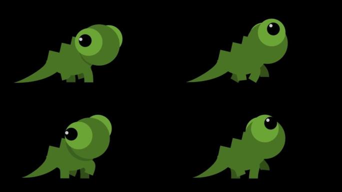 变色龙行走循环动画-行走的蜥蜴图标-爬行动物循环运动图形