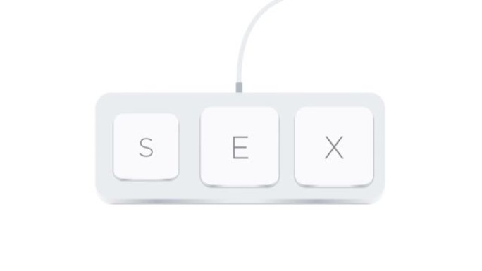 用白色背景上的电脑按钮写的性词
