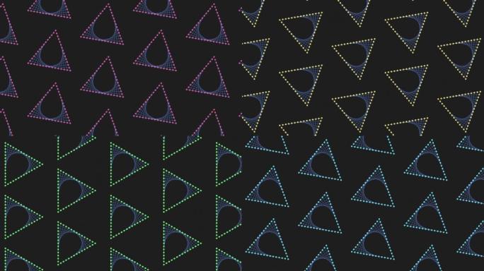 彩虹三角形未来图案，带有霓虹灯点和线条