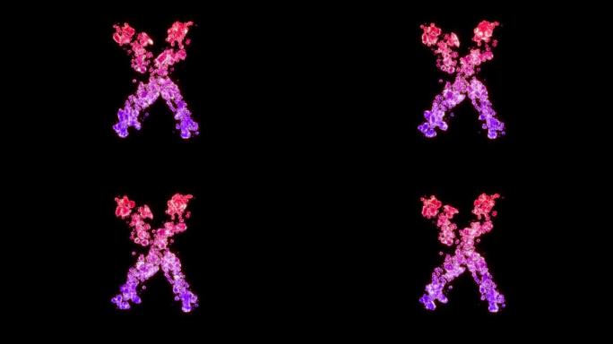 花式红色和粉红色勒克斯宝石字体-字母X，孤立循环视频