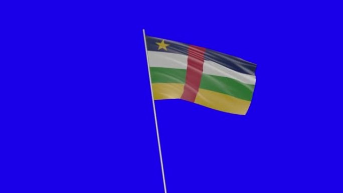 手持挥舞的中非共和国的旗帜与绿幕背景3d建模和动画循环- Cgi中非共和国的旗帜正在绿幕背景上挥舞旗