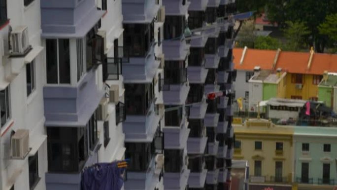 白天新加坡城市阳台前屋顶慢动作全景4k