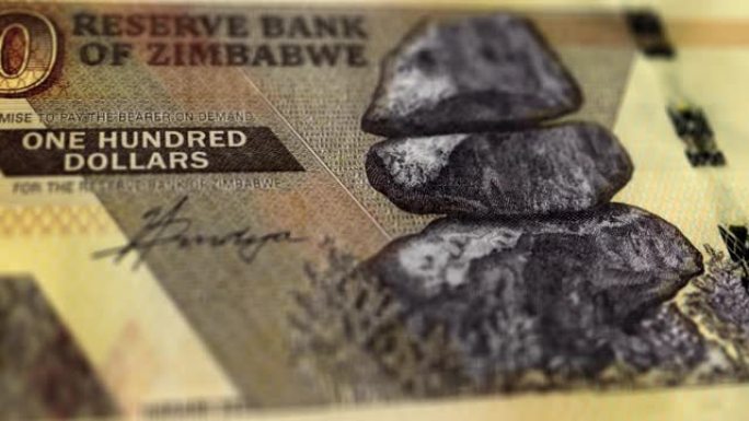 津巴布韦钞票100美元观察和储备面跟踪多利拍摄100津巴布韦钞票当前100津巴布韦钞票4k分辨率股票