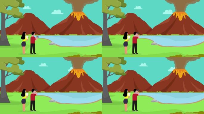两人研究火山爆发