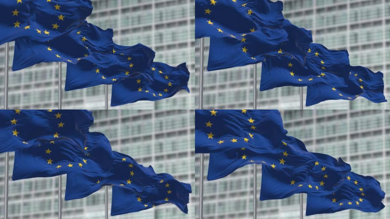 在风中飘扬的欧盟旗帜