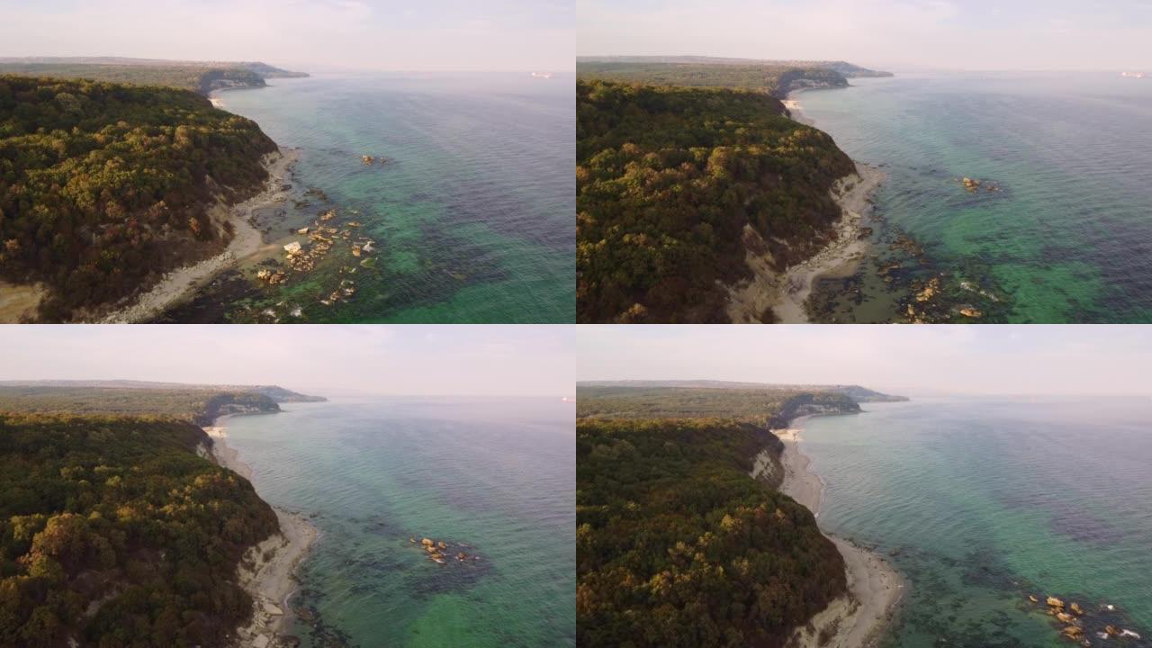 Flying above the beautiful wild beach in Bulgaria