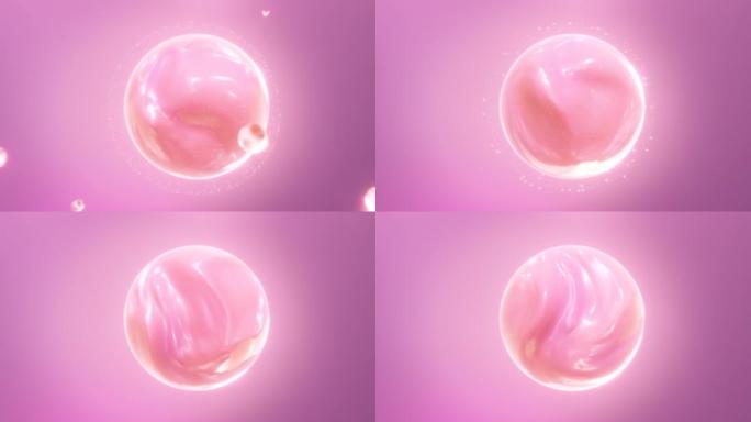 维生素胶原蛋白下降到皮肤粉红色的球。