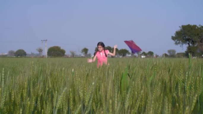 马卡尔·桑克兰蒂 (Makar Sankranti) 是一个穿着印度村庄休闲服的小女孩，在绿色农场里