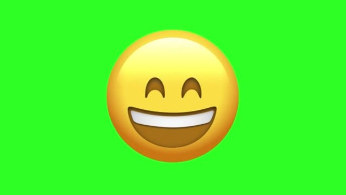 动画微笑表情符号。无缝循环。绿色屏幕背景上的4k卡通表情表情动画。
